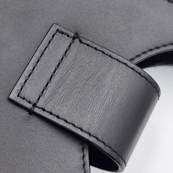 FENDI Black Leather Zucca Shoulder Bag